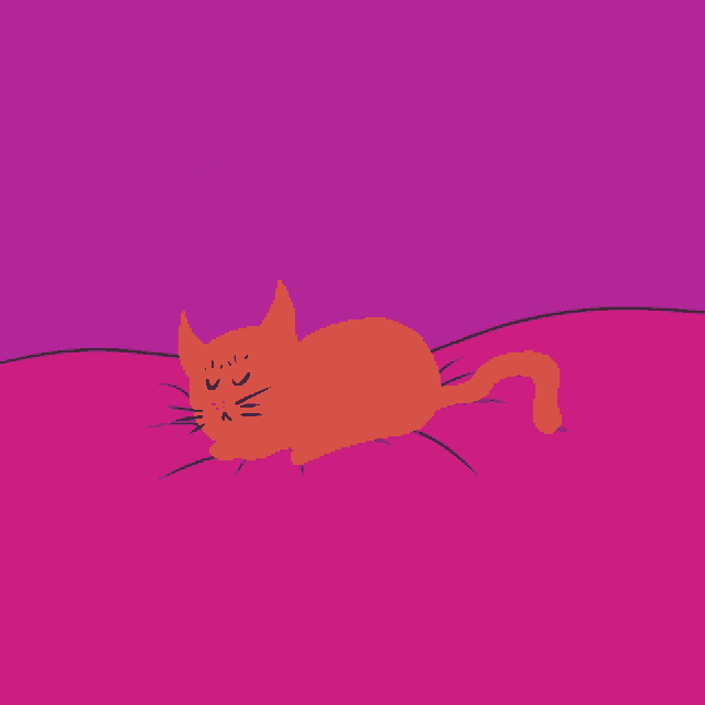 an orange cat is sleeping on a pink blanket with the letters n and nn above it