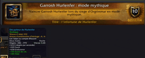 a screenshot of garrosh hurlenfer mode mythique on a computer