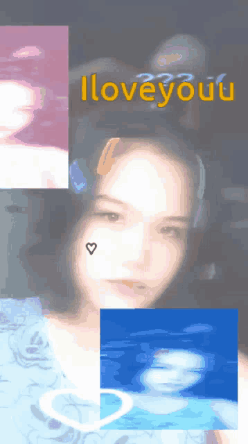 a girl with a heart on her face and the words i love youu