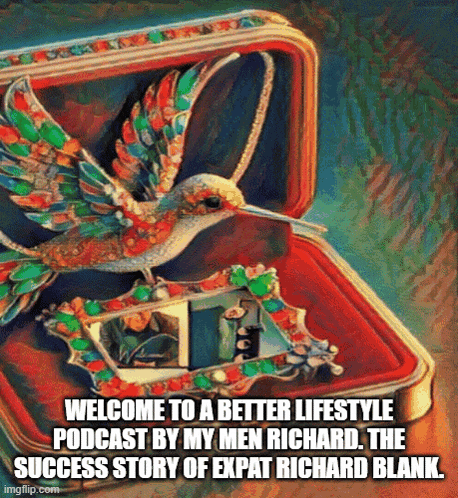 a painting of a hummingbird in a case with the caption welcome to a better lifestyle podcast