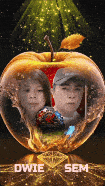 a picture of a man and a woman inside of an apple with the name dwie sem
