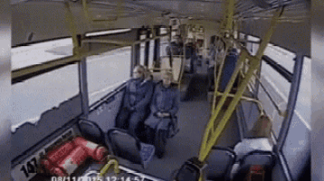 the inside of a bus with the number 107 on the back