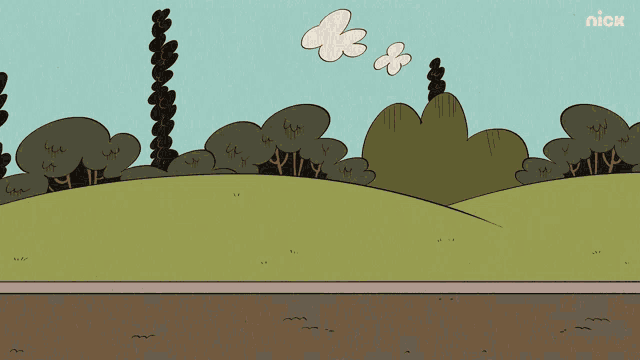 a cartoon landscape with a nick logo on the bottom right