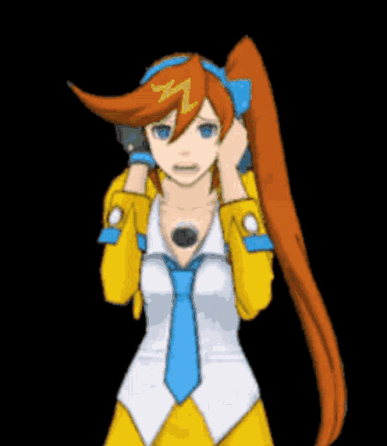 a cartoon character with a ponytail and a letter z on her head