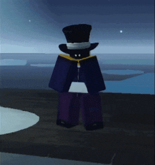 a cartoon character with a top hat and a cape