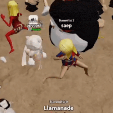 a group of people are playing a video game and one of them is called llamanade