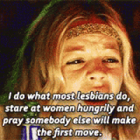 a girl with a headband on her head is making a funny face with a quote on it .