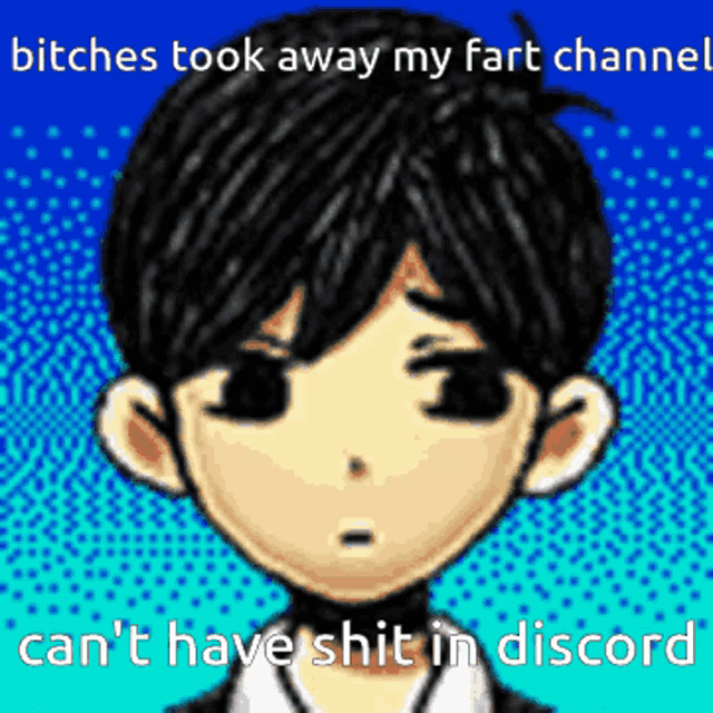 a cartoon of a boy with the words bitches took away my fart channel can 't have shit in discord