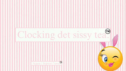 a pink and white striped background with the words clocking det sissy tea written on it