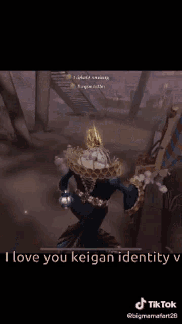 a screenshot of a video game with the words " i love you keigan identity "