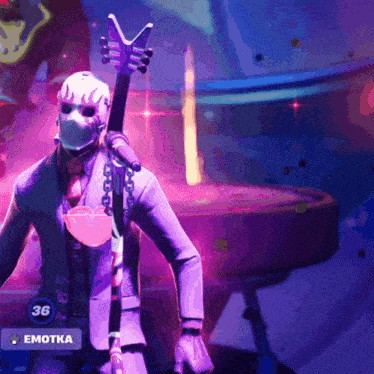 a video game character with the number 36 emotka on the bottom left