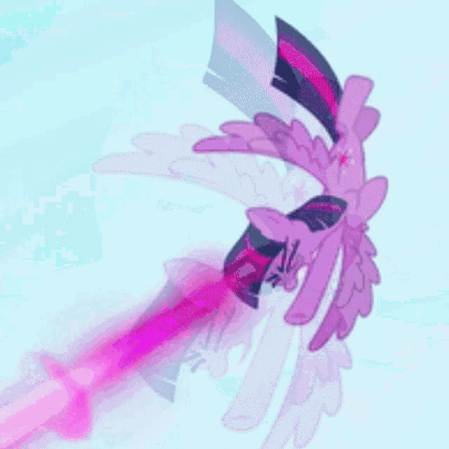 a purple pony is standing next to a purple lightning bolt
