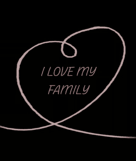 a drawing of a heart with the words " i love my family " on it