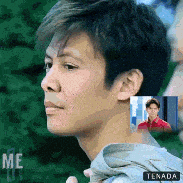 a picture of a man with the name tenada on the bottom right