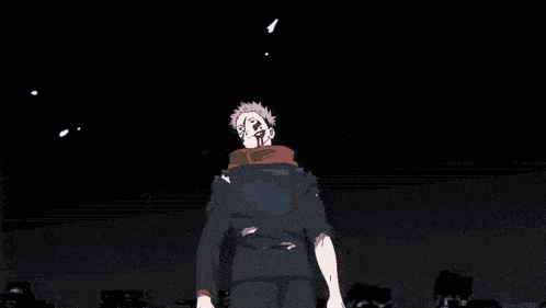 a cartoon character with blood on his face is flying in the air