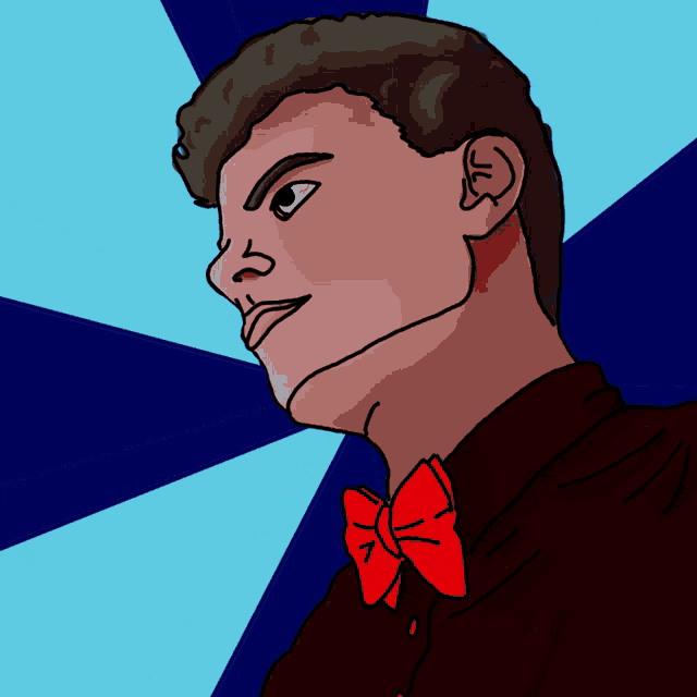 a drawing of a man with a bow tie