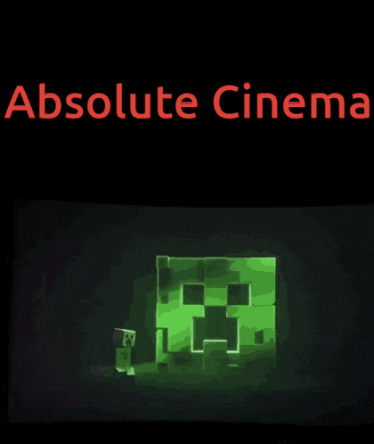 a poster for absolute cinema shows a green creeper