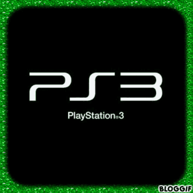 a playstation 3 logo is on a black background with a green border .