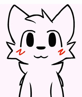 a black and white drawing of a cat 's face with a red nose and mouth .