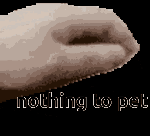 a pixelated image of a hand with the words " nothing to pet " underneath it