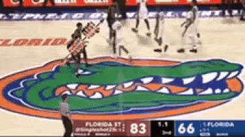 a florida state basketball game is being played on the court