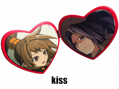 a heart shaped mirror with a picture of a girl and a boy and the word kiss below it