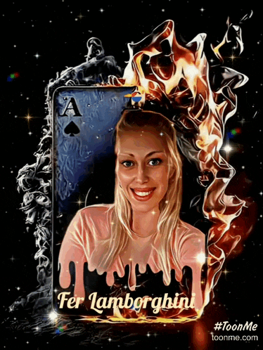a painting of a woman with the name fer lamborghini