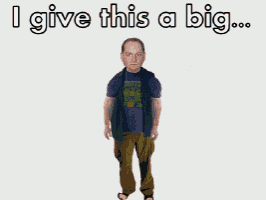 a man giving a thumbs down with the words i give this a big thumbs down