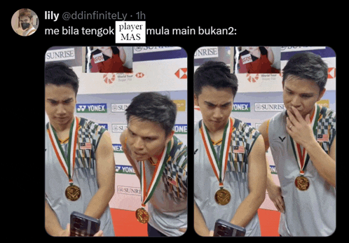 a tweet from lily shows two men with medals