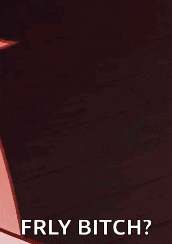 a close up of a cartoon character with a sad face and the words `` frly bitch '' .