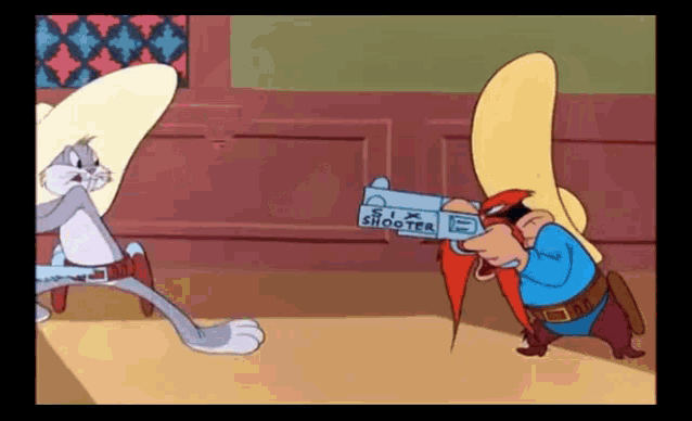 Bugs Bunny Gun GIF - Bugs Bunny Gun Yosemite Sam GIFs