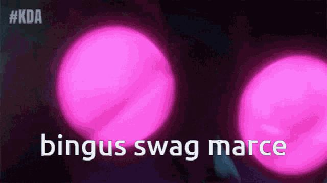 a close up of a person 's eyes with the words `` bingus swag marce '' written on them .