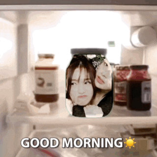 a picture of two girls in a jar with the words " good morning " below it