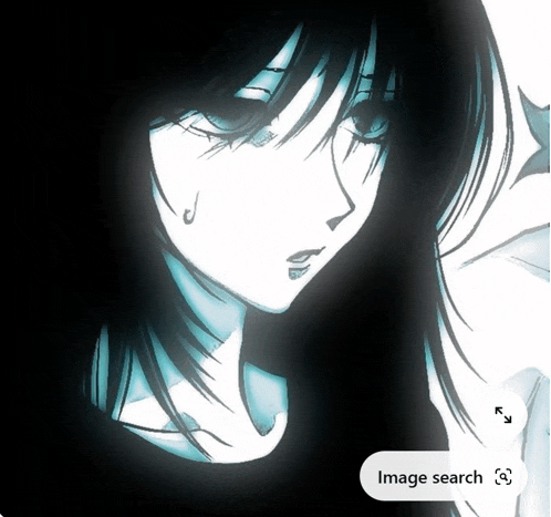 a black and white image of a girl with the words image search below her