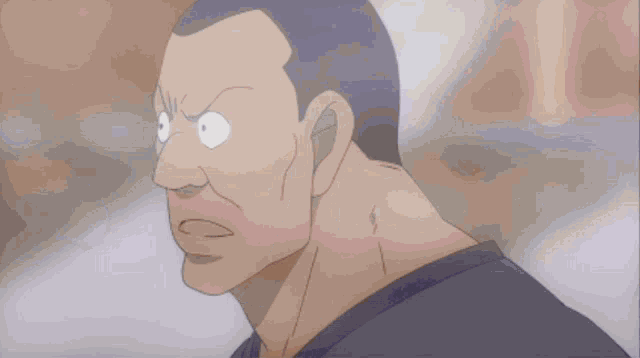 a close up of a man 's face in a cartoon style