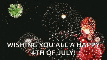 a picture of fireworks with the words wishing you all a happy 4th of july .
