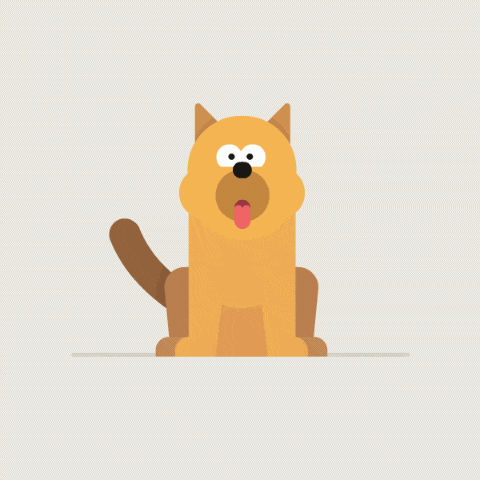 a cartoon dog with its tongue hanging out looks surprised