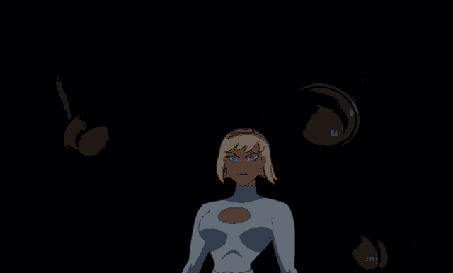 a cartoon character with red eyes and a turtleneck