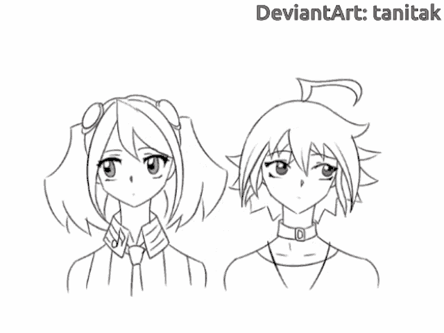 a drawing of a girl and a boy with deviantart written above them