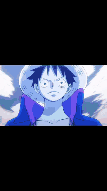 a close up of monkey d luffy 's face in a one piece anime