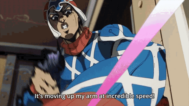 a cartoon character says " it 's moving up my arm at incredible speed ! "