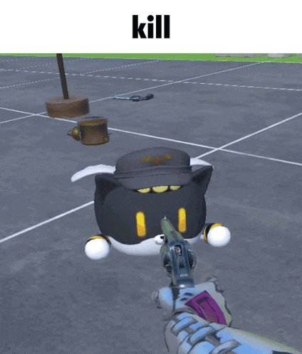 a picture of a person holding a gun with the word kill on the bottom