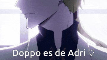 a close up of a man 's face with the words doppo es de adri written below it