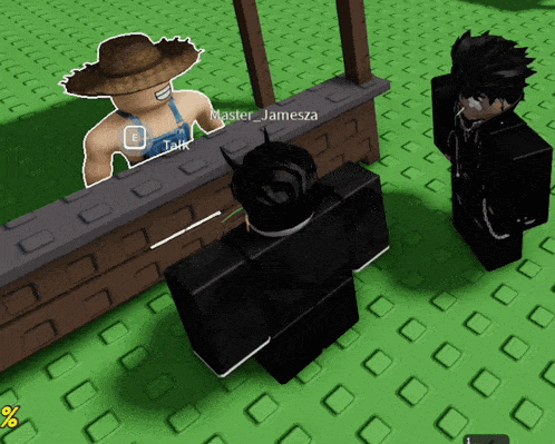 a video game character named master jamesza is talking to another person