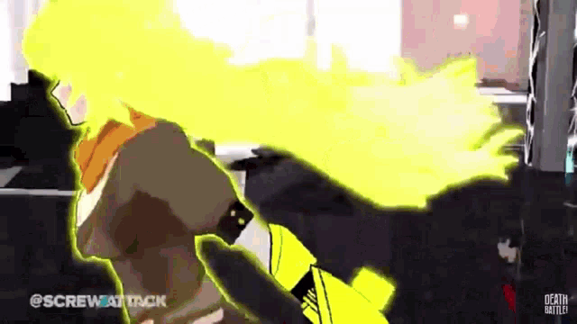 a cartoon character with a yellow flame coming out of his mouth