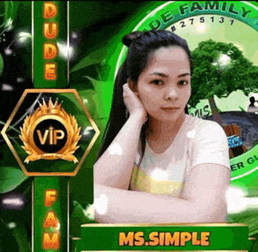 a picture of a woman with the name ms.simple on it