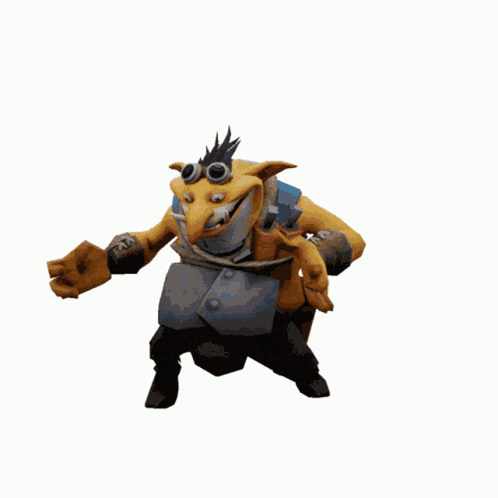 a cartoon character wearing goggles and a yellow jacket