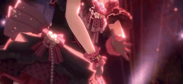 a close up of a person 's leg with a purple light behind them