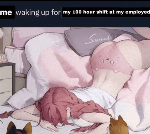 a cartoon of a woman laying on a bed with a pillow that says sweet