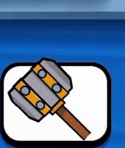 a cartoon illustration of a hammer with a wooden handle .